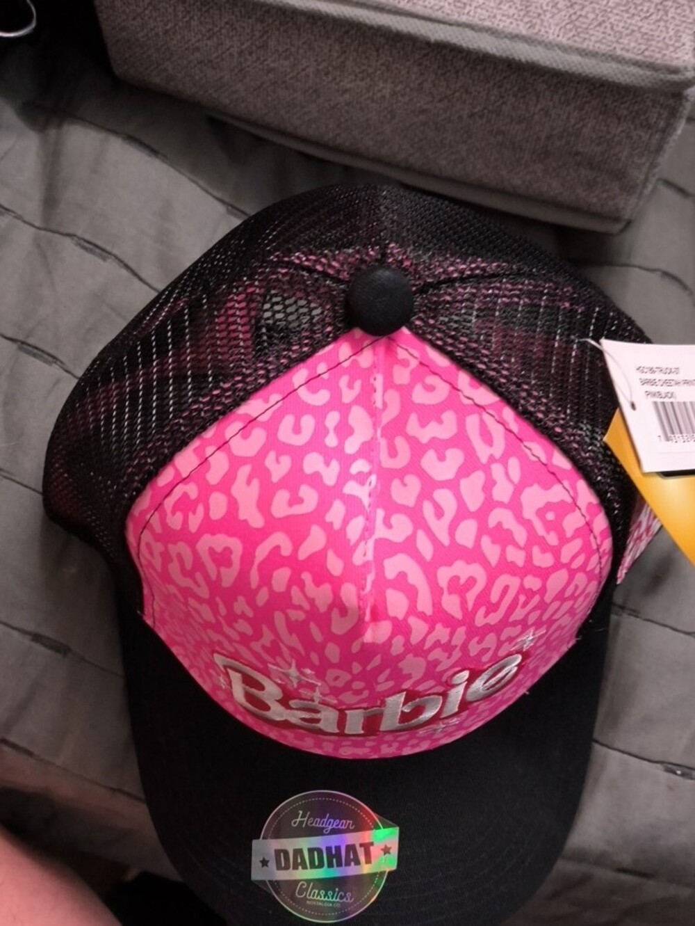 Barbie Pink Leopard Print Trucker Hat with Black Mesh - Picture 5 of 5